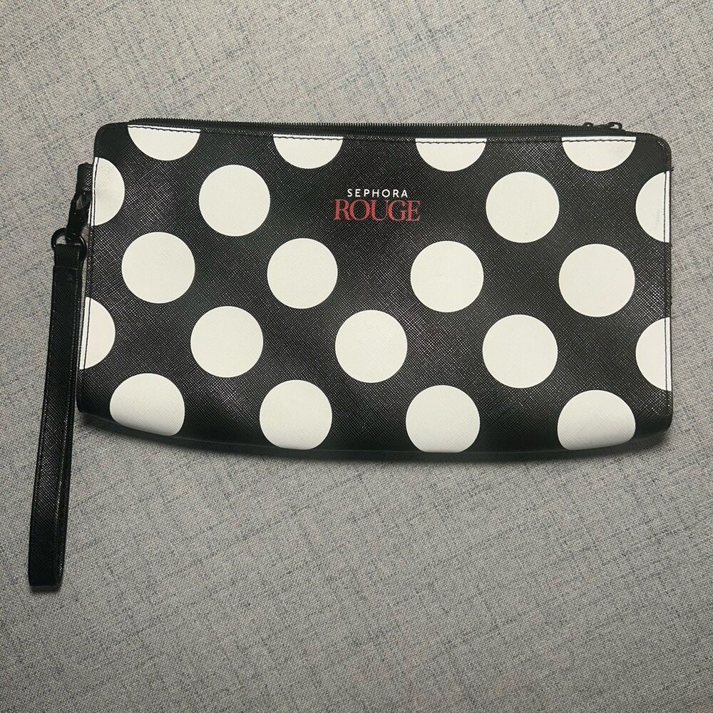 SEPHORA ROGUE COSMETIC CASE IN BLACK WITH WHITE POLKA DOTS ( CASE ONLY)